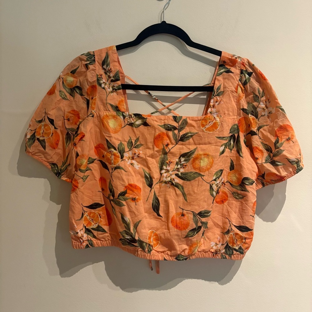 LOFT Orange Harvest Criss Cross Back Cropped Top size M - Picture 3 of 6